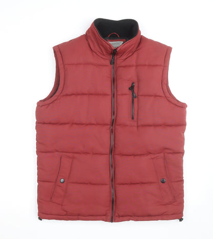 Tu Men's Red Puffer Waistcoat Gilet M Polyester Outdoor Casual