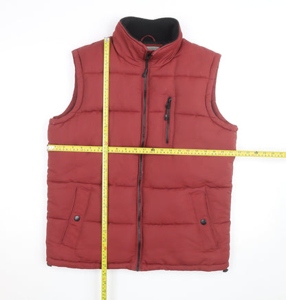 Tu Men's Red Puffer Waistcoat Gilet M Polyester Outdoor Casual