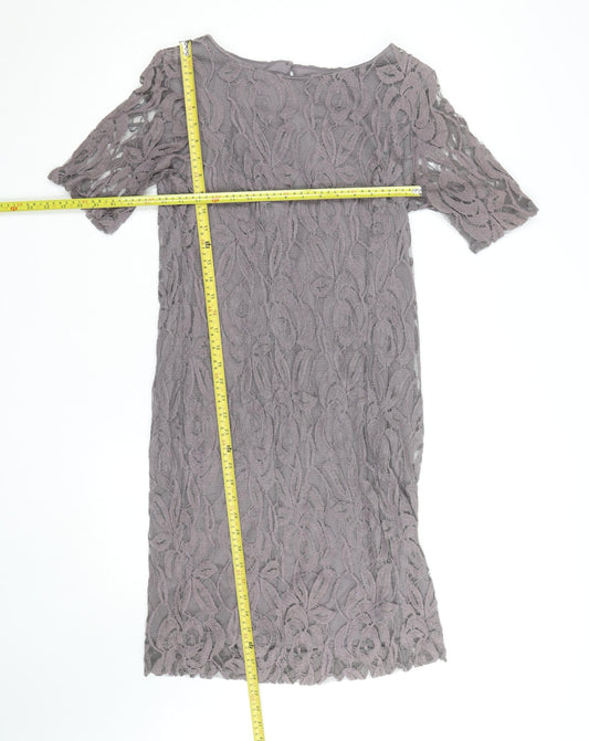 Dunnes Stores Women Grey Lace Sheath Dress Size 14 Formal