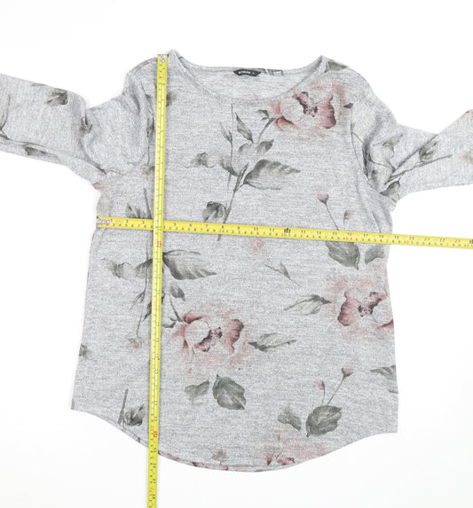 Roman Women’s Grey Floral Jersey 3/4 Sleeve T-Shirt Size 12