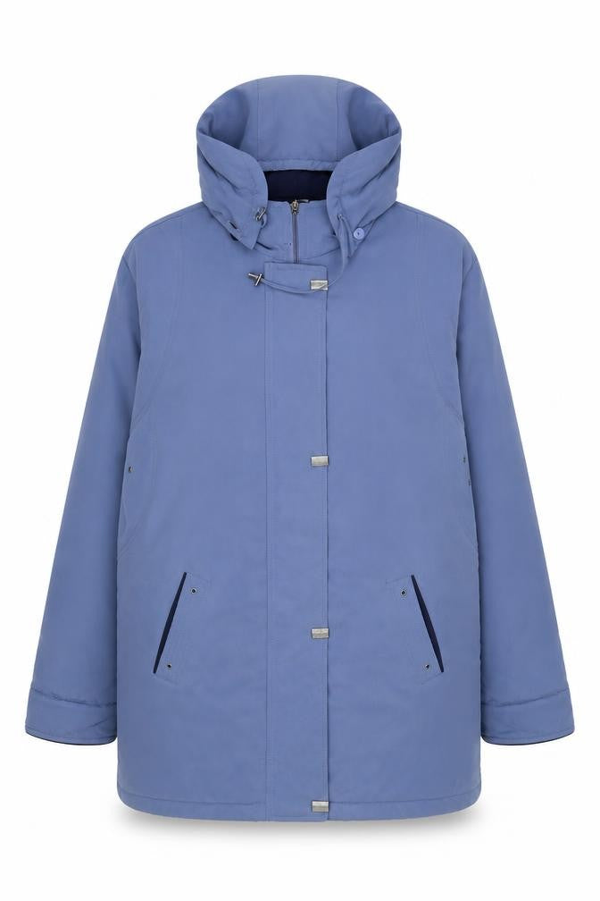 EWM Pure Classics Women's Blue Hooded Parka Coat Size 16