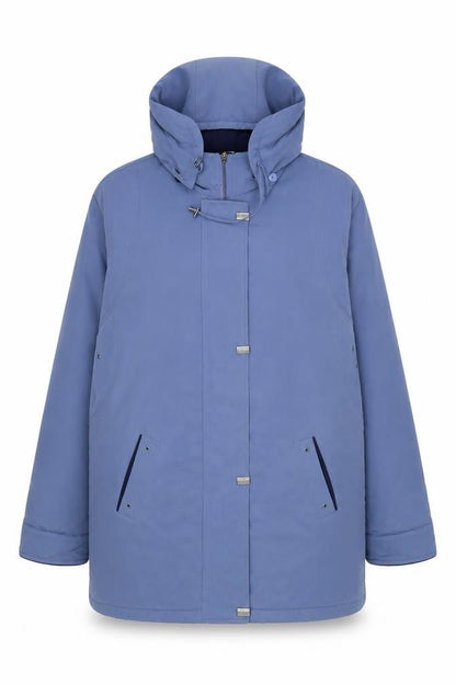 EWM Pure Classics Women's Blue Hooded Parka Coat Size 16