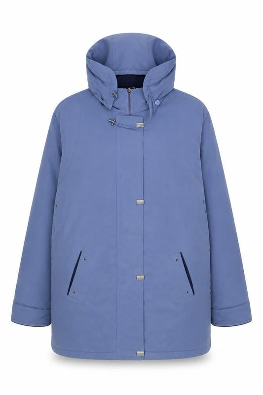 EWM Pure Classics Women's Blue Hooded Parka Coat Size 16