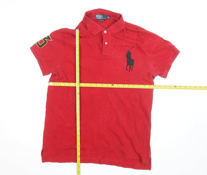 Ralph Lauren Men's Red Slim Fit Polo Shirt Size L Classic Logo