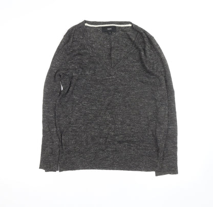 Next Womens Grey V-Neck Wool Blend Jumper Size 12