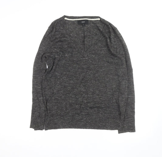 Next Womens Grey V-Neck Wool Blend Jumper Size 12