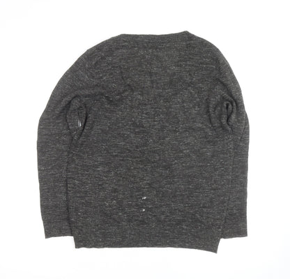 Next Womens Grey V-Neck Wool Blend Jumper Size 12