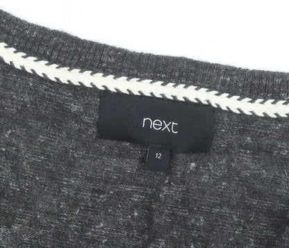 Next Womens Grey V-Neck Wool Blend Jumper Size 12
