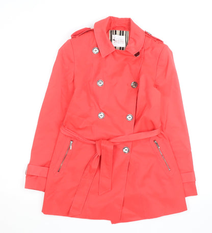 Principles Petite by Ben de Lisi Pink Trench Coat Size 10 Women’s Mid-Length Belted
