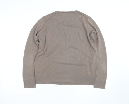 Marks and Spencer Women’s Beige Cotton Crew Neck Jumper Size 14