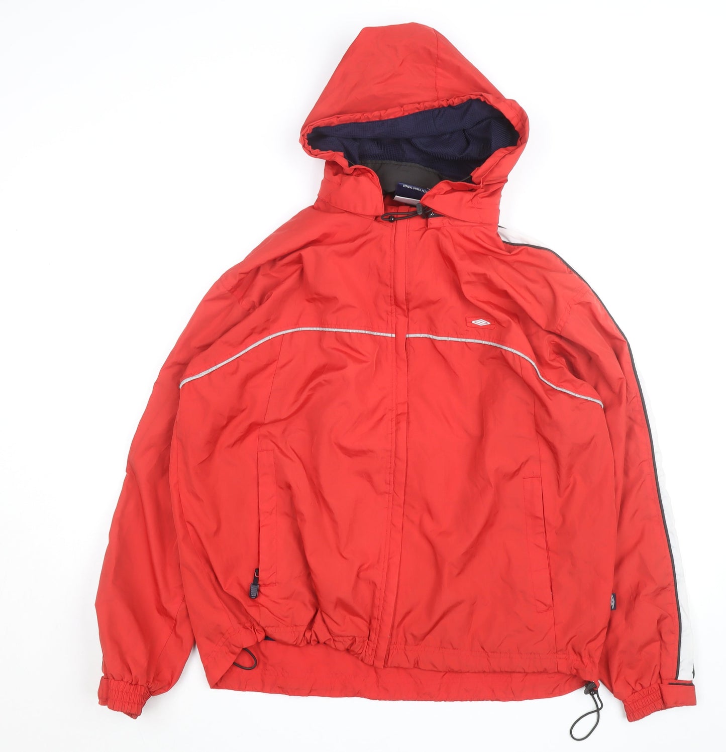 Umbro Men's Red Waterproof Hooded Windbreaker Jacket Size 38