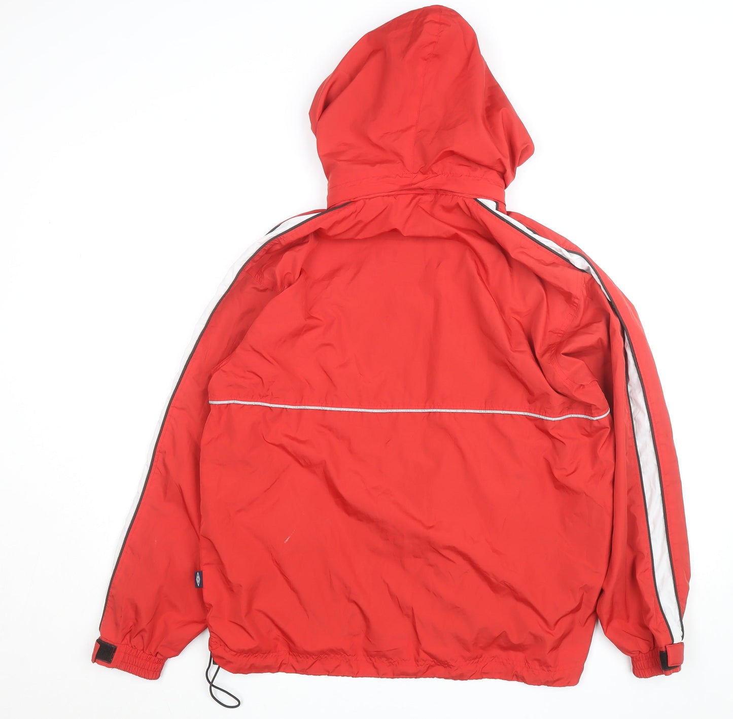 Umbro Men's Red Waterproof Hooded Windbreaker Jacket Size 38