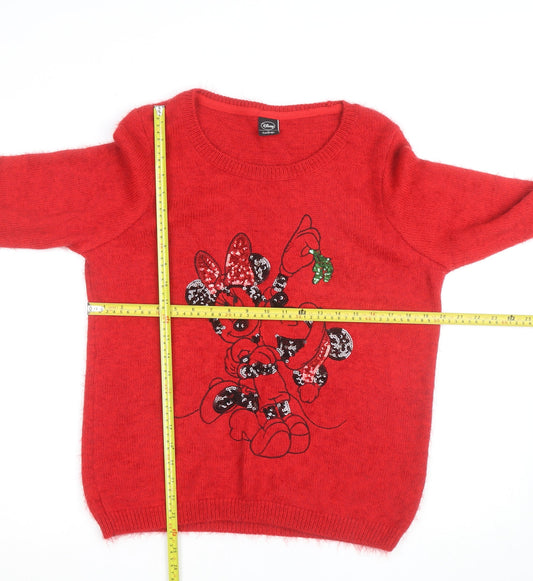 Disney at George Women’s Red Sequin Minnie Mouse Christmas Jumper UK 14