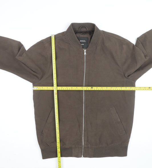 Burton Menswear London Men's Brown Cotton Bomber Jacket Medium