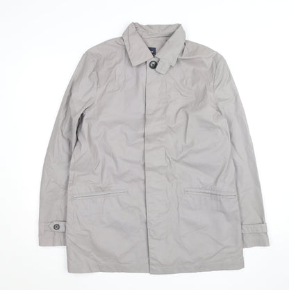 Gap Mens Grey Mid-Length Rain Coat S Regular Fit Cotton Blend
