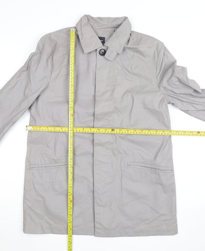 Gap Mens Grey Mid-Length Rain Coat S Regular Fit Cotton Blend