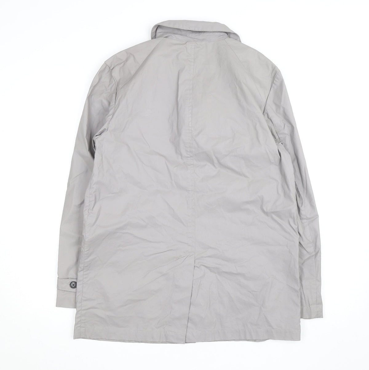 Gap Mens Grey Mid-Length Rain Coat S Regular Fit Cotton Blend