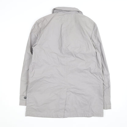 Gap Mens Grey Mid-Length Rain Coat S Regular Fit Cotton Blend