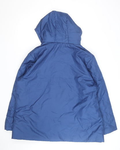 Jeanne De Lançay Women's Blue Quilted Hooded Puffer Jacket XL