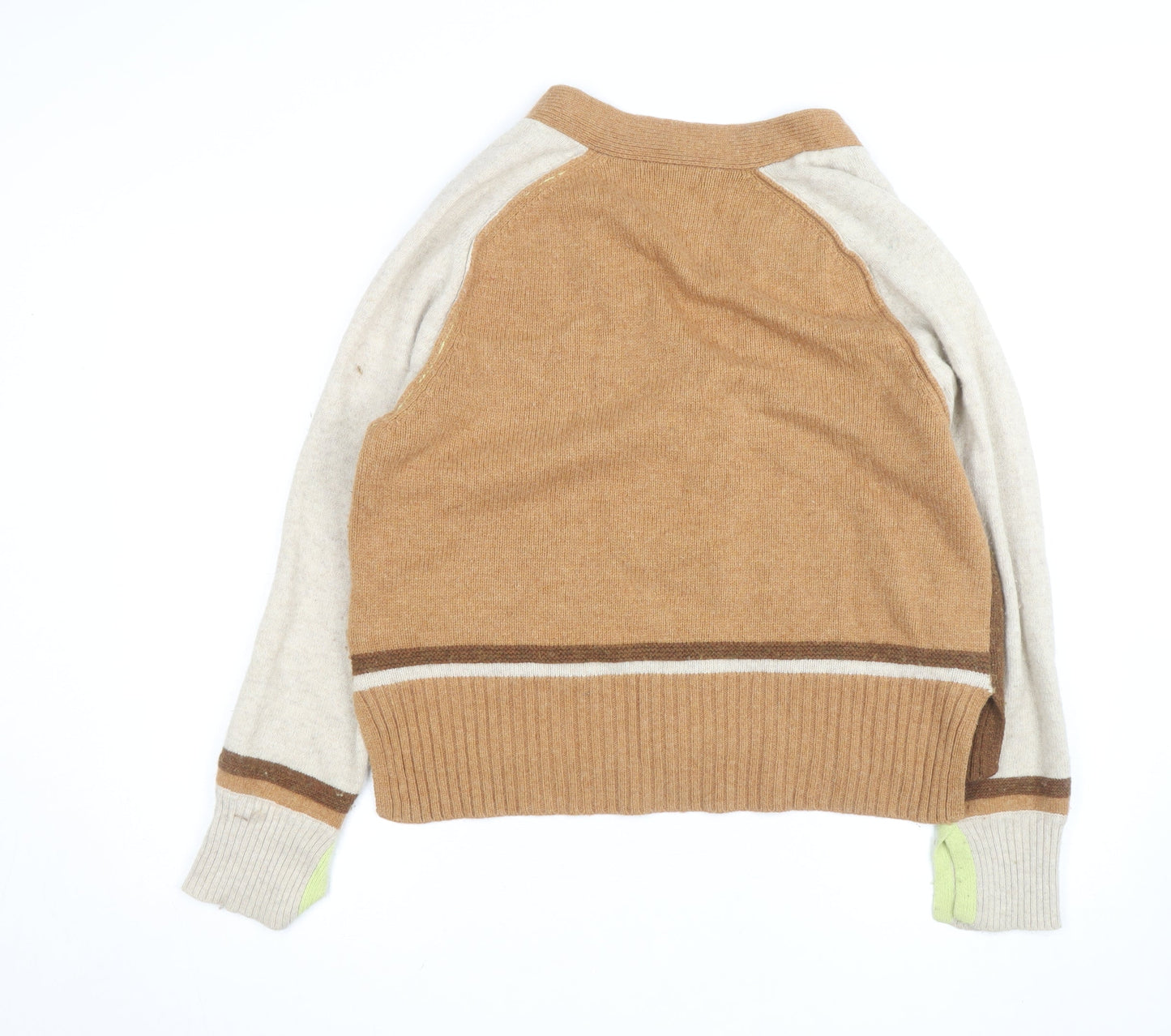 White Stuff Women’s Brown Wool Blend Long Sleeve V-Neck Cardigan UK 14