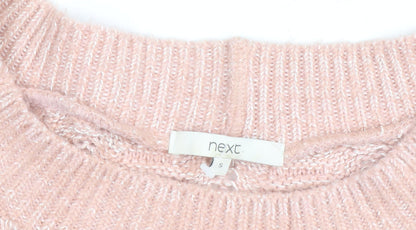 Next Womens Pink Open-Knit Pullover Jumper Size S