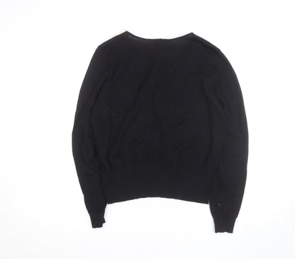 Miss Selfridge Women’s Black Beaded Collar Cotton Jumper Size 16