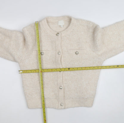 H&M Women’s Beige Chunky Knit Button Cardigan Size 14