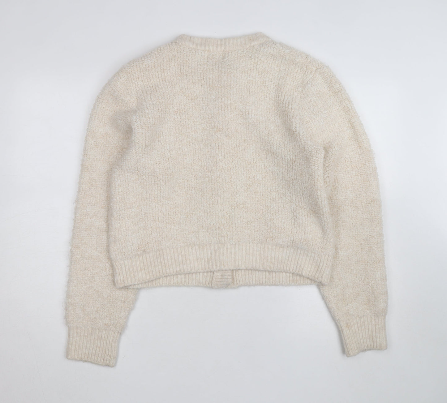 H&M Women’s Beige Chunky Knit Button Cardigan Size 14