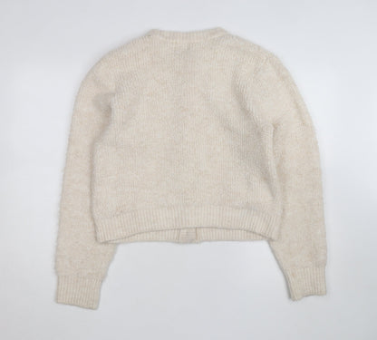 H&M Women’s Beige Chunky Knit Button Cardigan Size 14