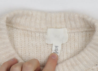 H&M Women’s Beige Chunky Knit Button Cardigan Size 14