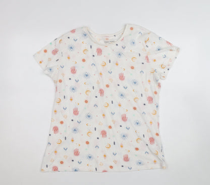 Dunnes Stores Women’s White Bohemian Print Cotton T-Shirt Size L