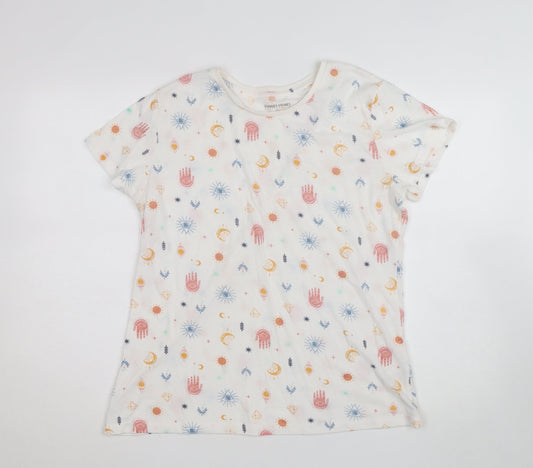 Dunnes Stores Women’s White Bohemian Print Cotton T-Shirt Size L