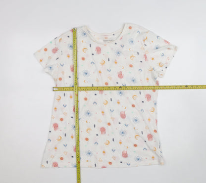 Dunnes Stores Women’s White Bohemian Print Cotton T-Shirt Size L