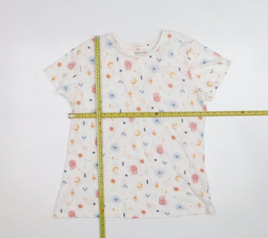 Dunnes Stores Women’s White Bohemian Print Cotton T-Shirt Size L