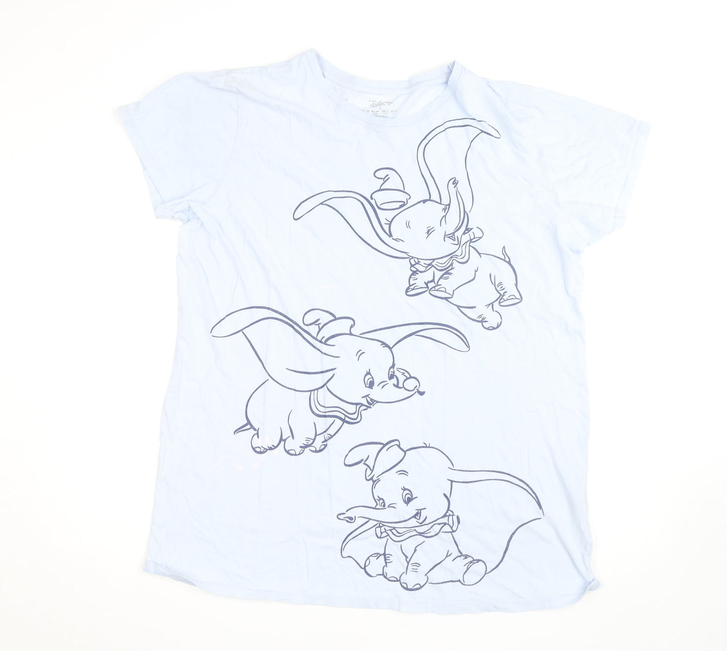 Disney Women's Blue Dumbo Print Short Sleeve Cotton T-Shirt L