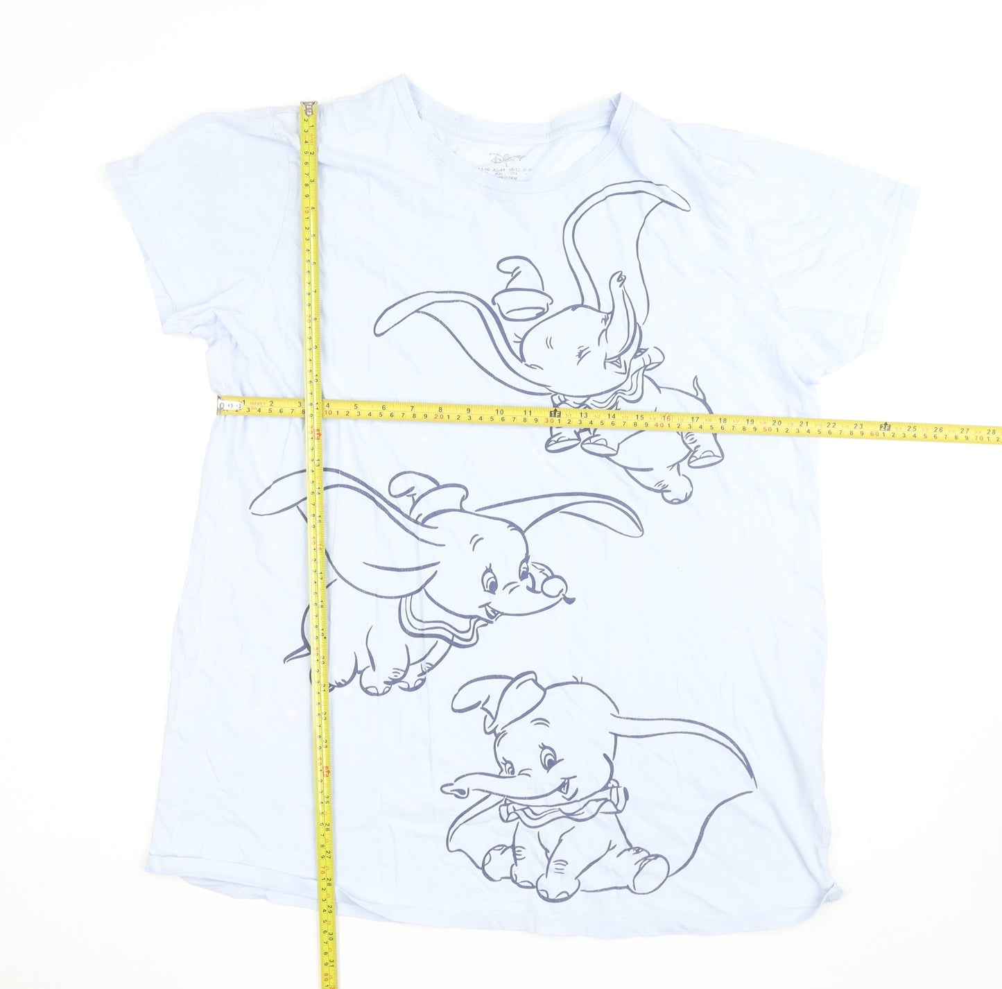 Disney Women's Blue Dumbo Print Short Sleeve Cotton T-Shirt L