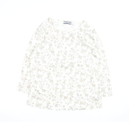 Croft & Barrow Women’s Beige Floral Petite L Long Sleeve Top