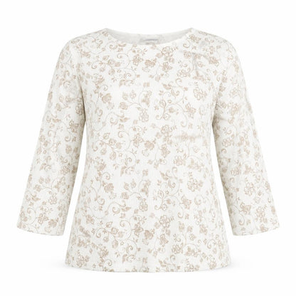 Croft & Barrow Women’s Beige Floral Petite L Long Sleeve Top