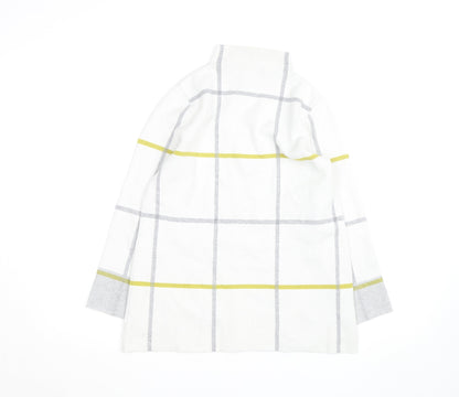 Tahari Women's White Mock Neck Check Knit Jumper Size S