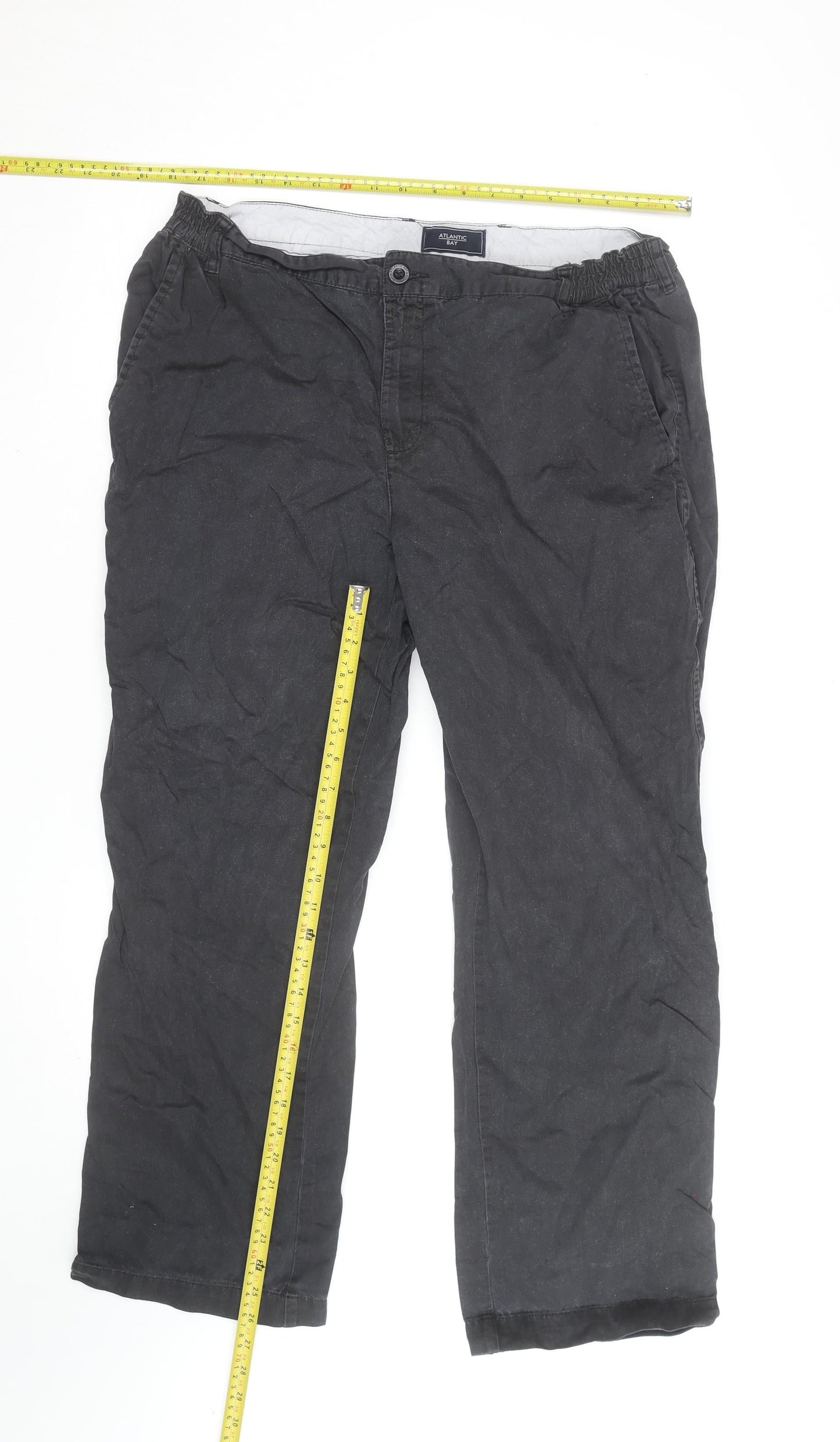 Atlantic Bay Men's Black Chino Trousers 36S Regular Fit