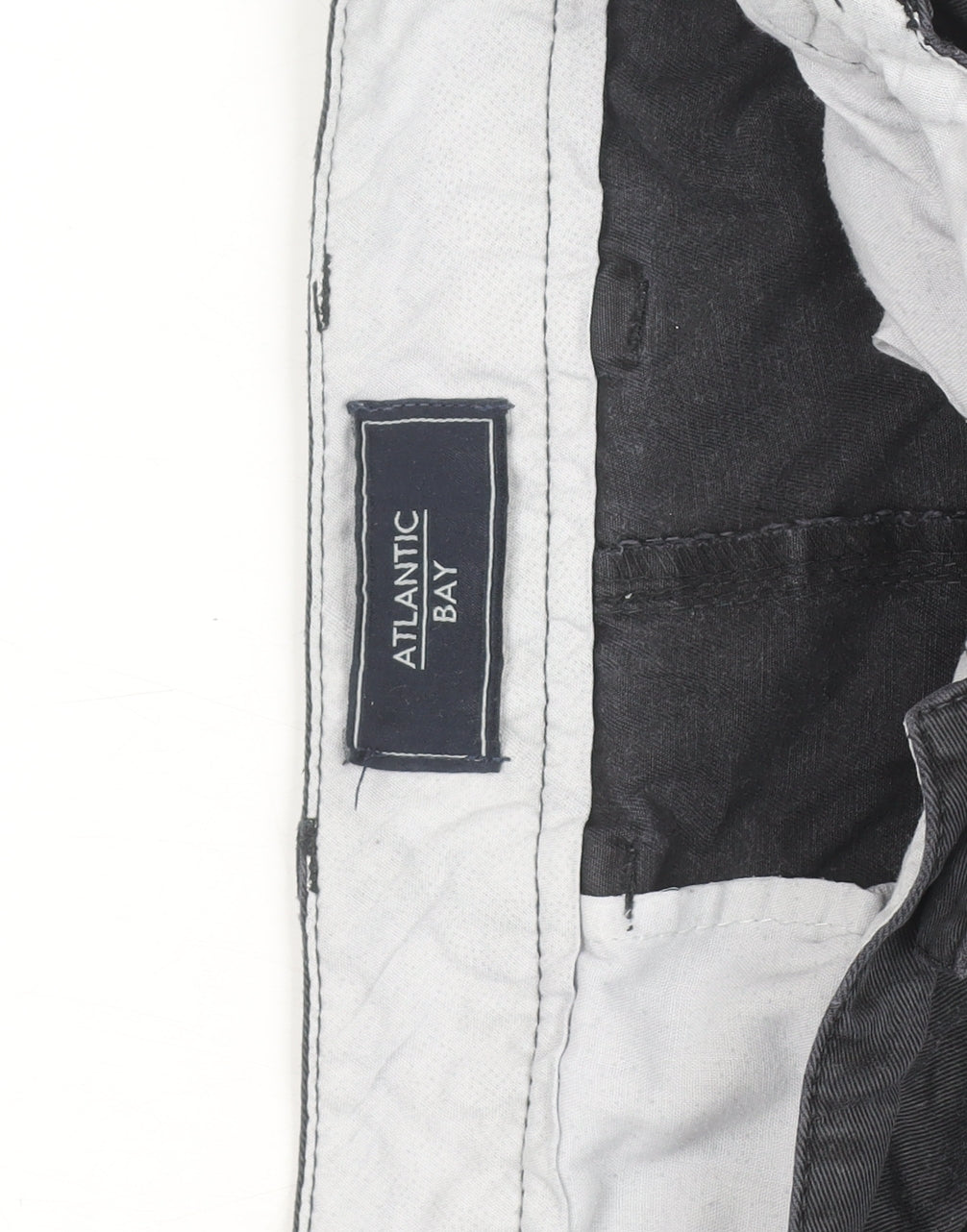 Atlantic Bay Men's Black Chino Trousers 36S Regular Fit