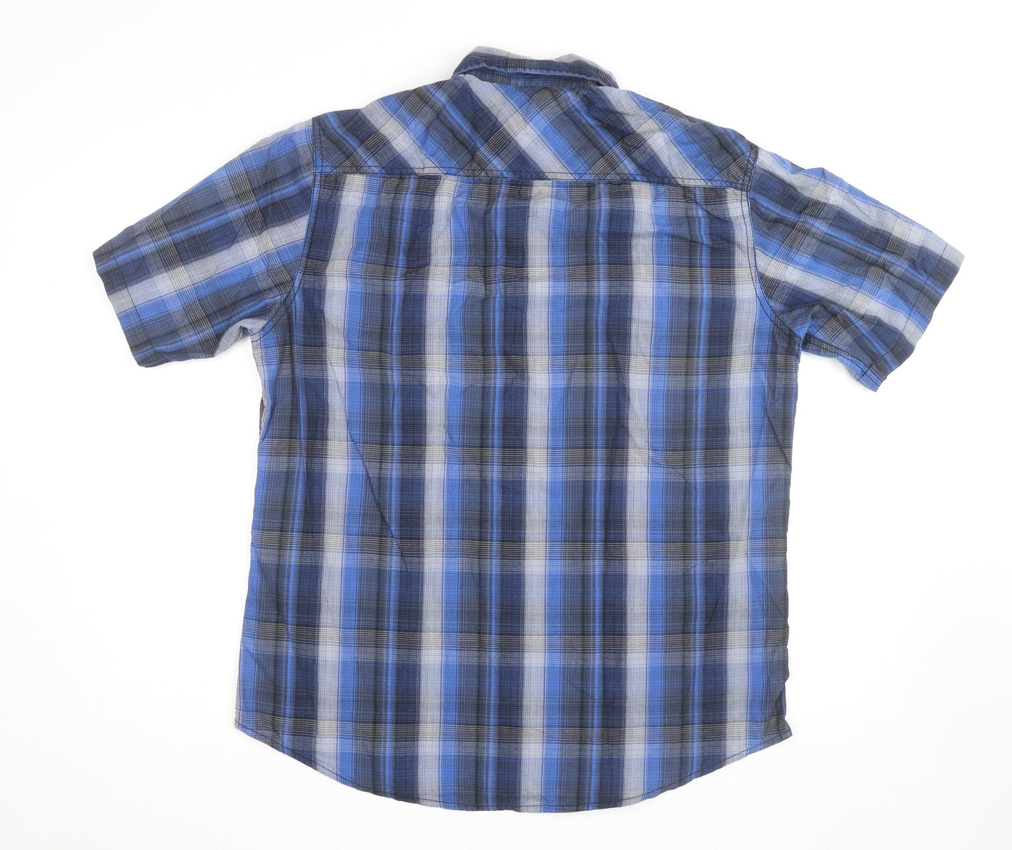 Burnside Men's Blue Plaid Short Sleeve Button-Up Shirt XL