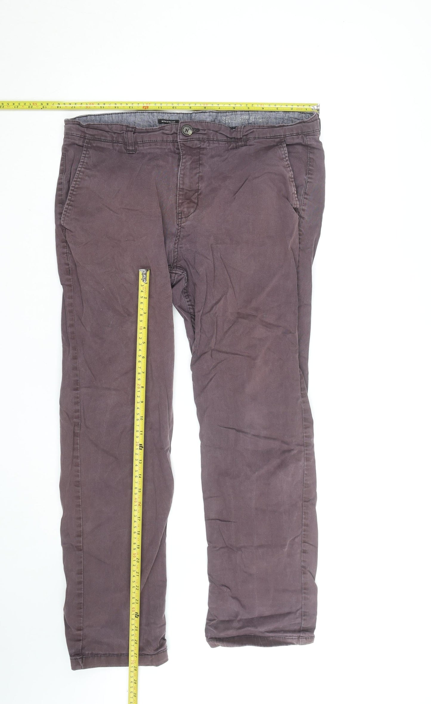 F&F Men's Brown Chino Trousers 36W 30L Regular Fit
