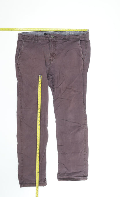 F&F Men's Brown Chino Trousers 36W 30L Regular Fit