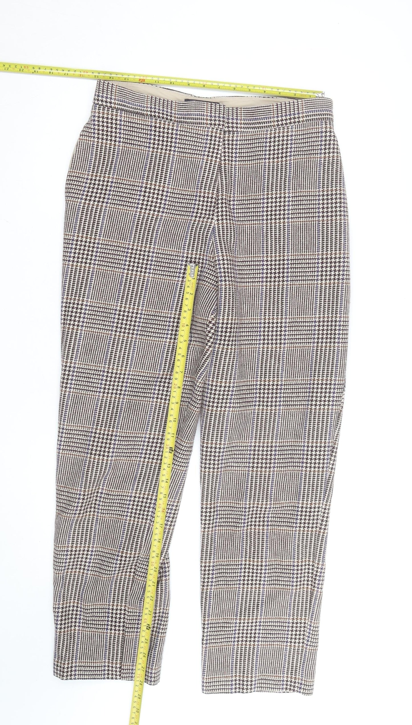 Marks and Spencer Women's Brown Check Tailored Trousers Size 12