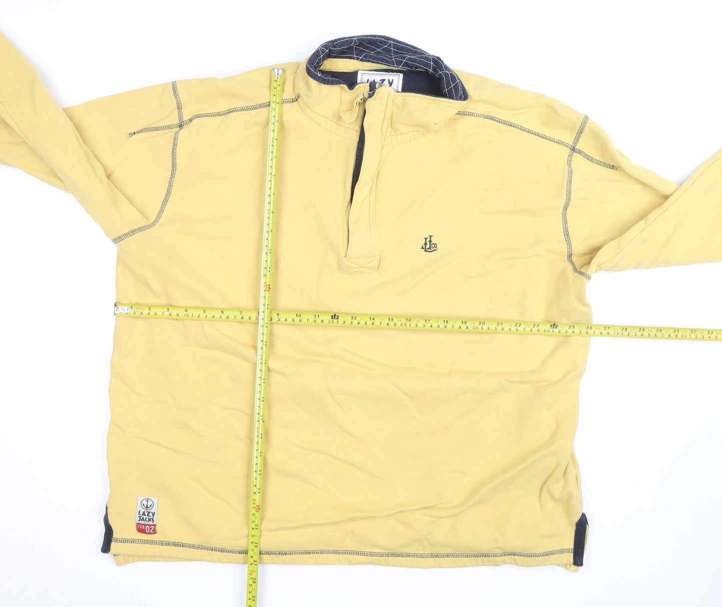 Lazy Jacks Men's Yellow 2XL 1/4 Zip Cotton Fleece Jacket