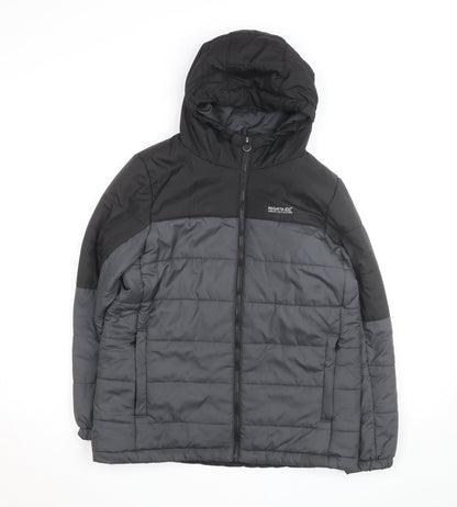 Regatta Men Grey Hooded Puffer Jacket L Winter Warm Outdoor