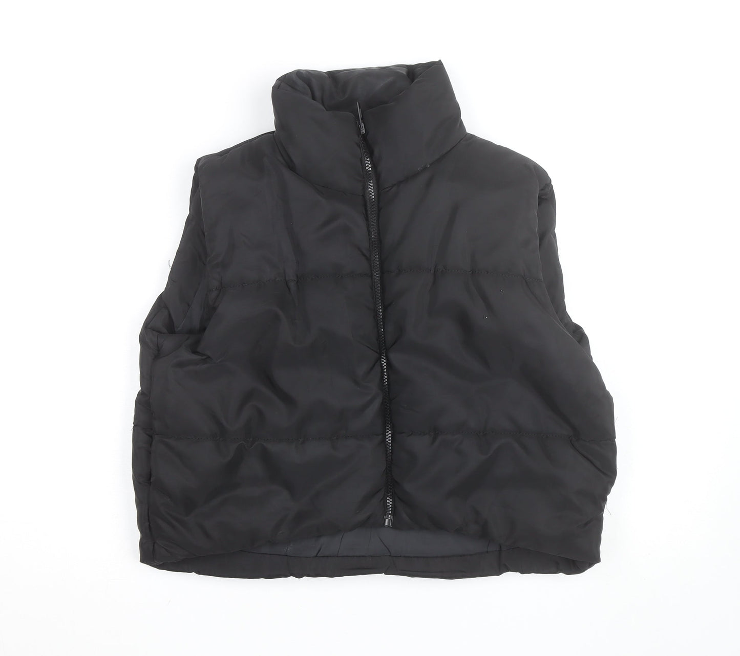 Rebellious Womens Black Puffer Waistcoat UK 8 Sleeveless Full Zip