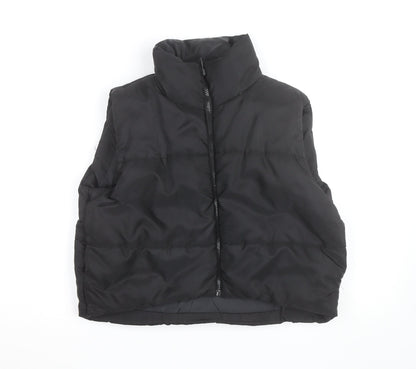 Rebellious Womens Black Puffer Waistcoat UK 8 Sleeveless Full Zip