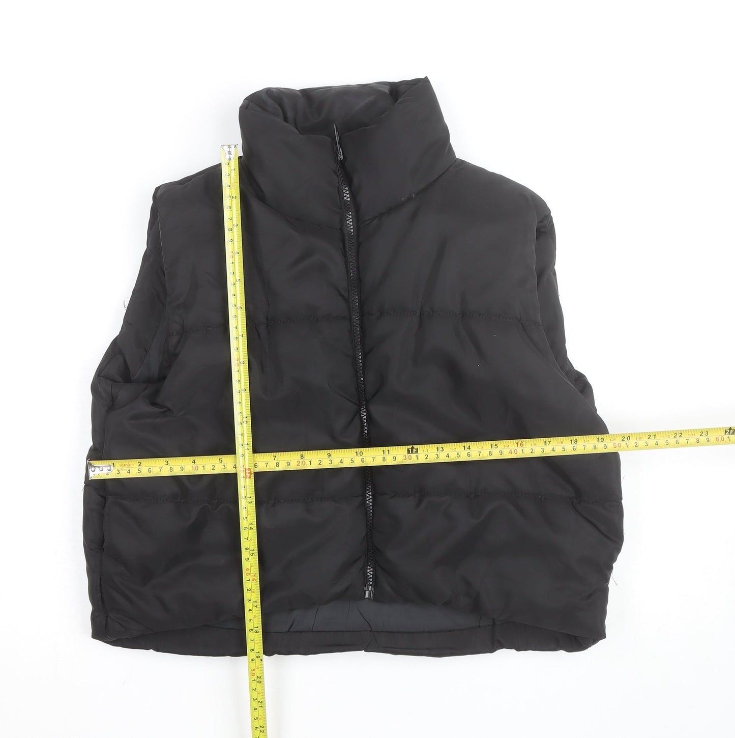 Rebellious Womens Black Puffer Waistcoat UK 8 Sleeveless Full Zip